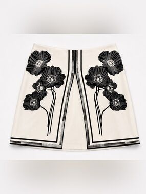 Karl Lagerfeld White and Black Label Silk Skirt